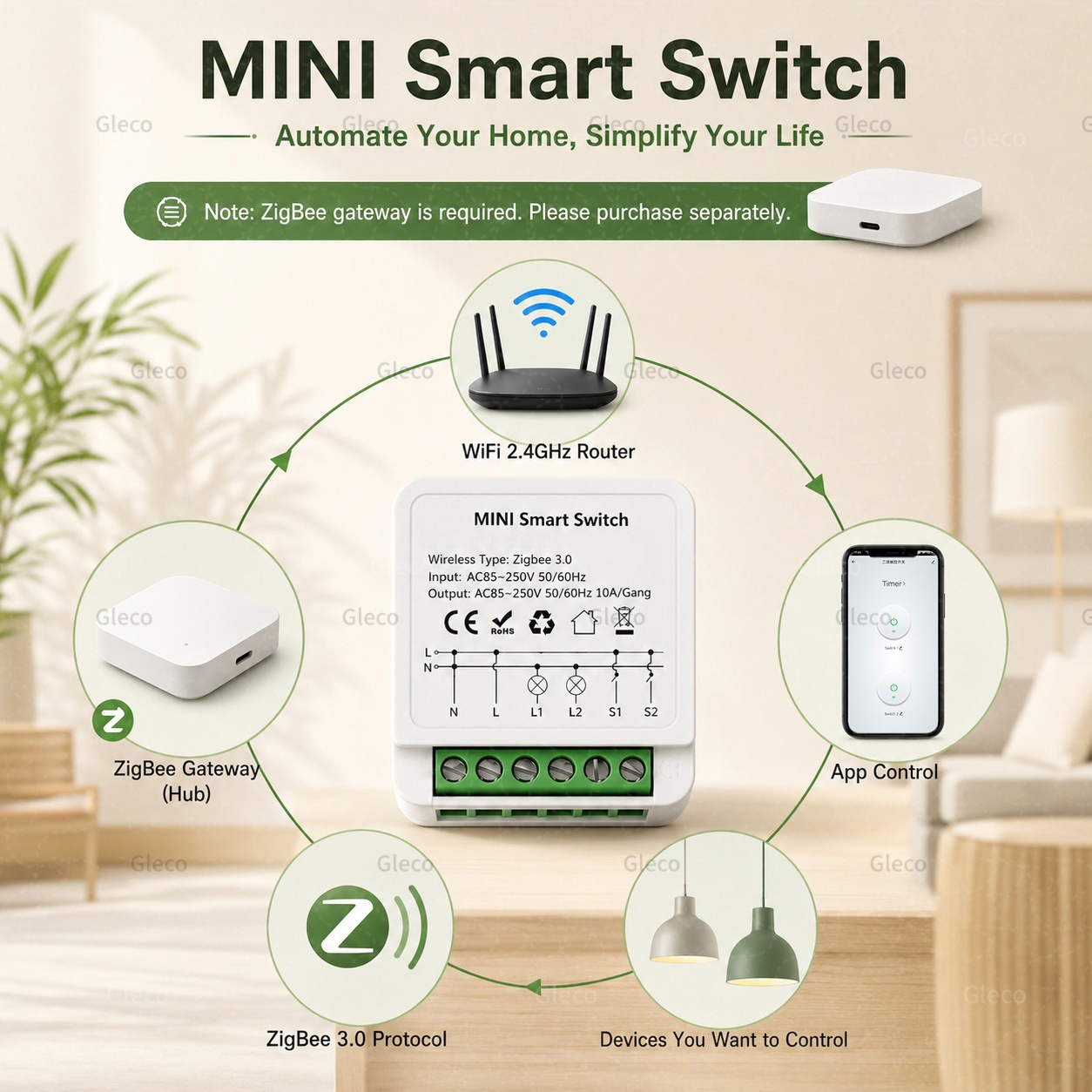Interruptor inteligente Zigbee - Smart Home Hub 2 reseña y precio